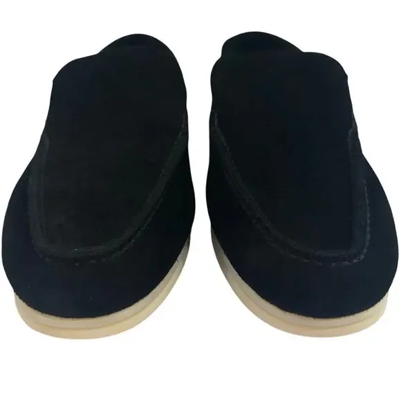 Loro Piana Men’s Black Suede Summer Walk Designer Loafers Size Eur 41/US 8